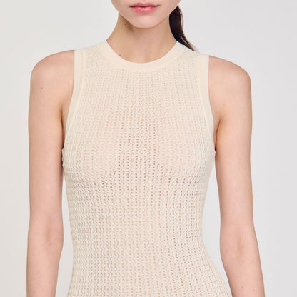 Sandro Mini knit dress with ruffle Ecru