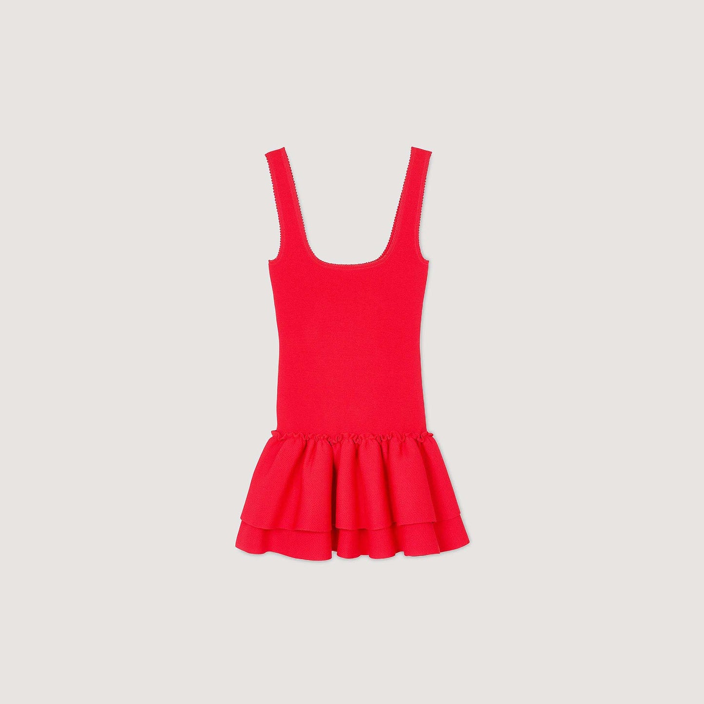 Sandro Mini knit dress with ruffles Red