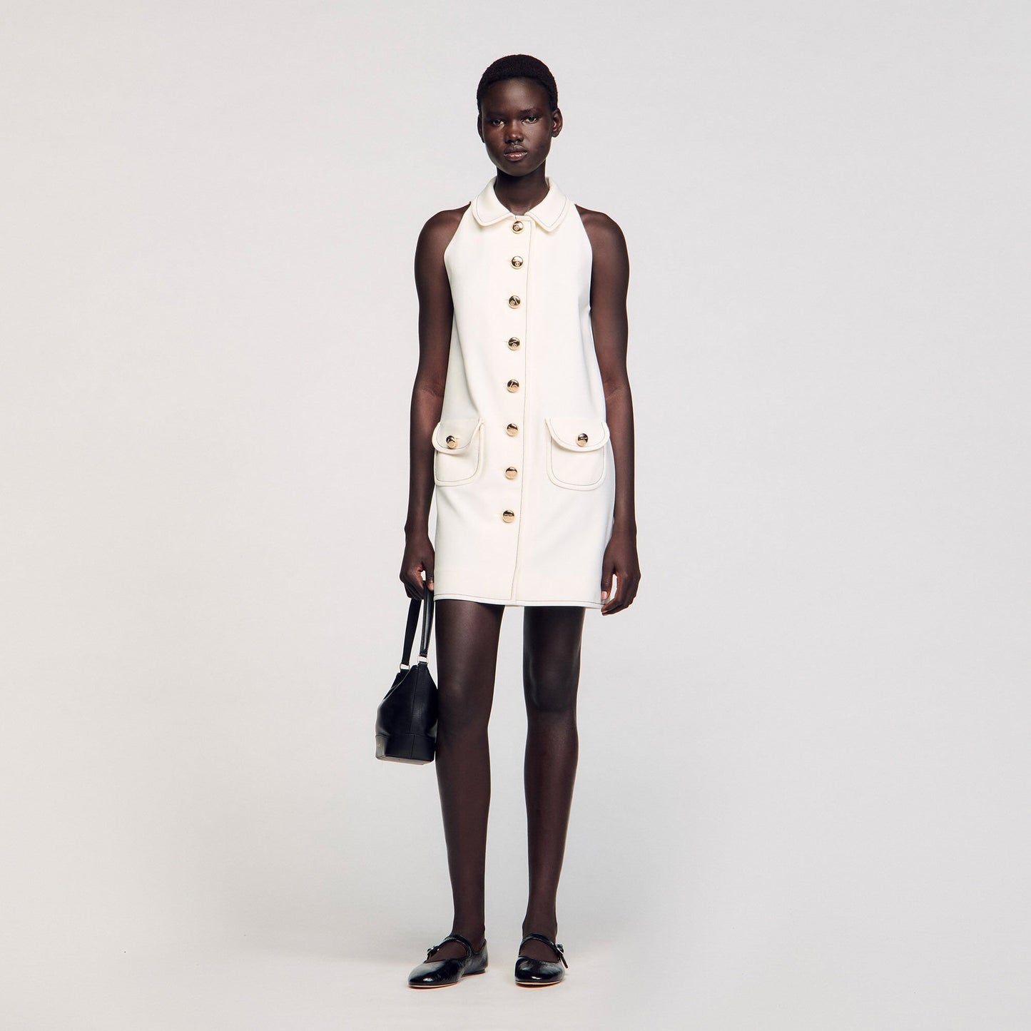 Sandro Peter Pan collar mini dress Ecru
