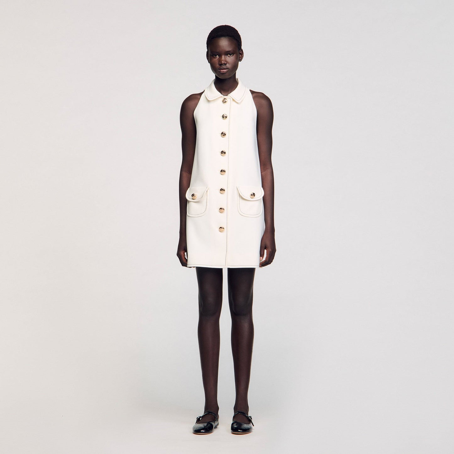 Sandro Peter Pan collar mini dress Ecru