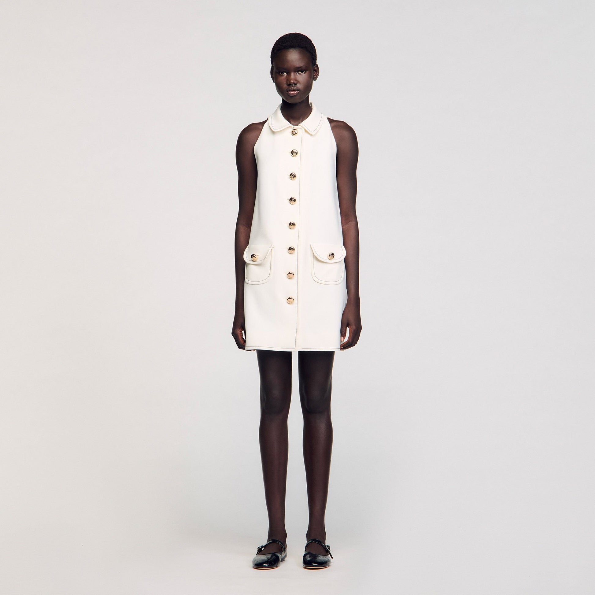 Sandro Peter Pan collar mini dress Ecru