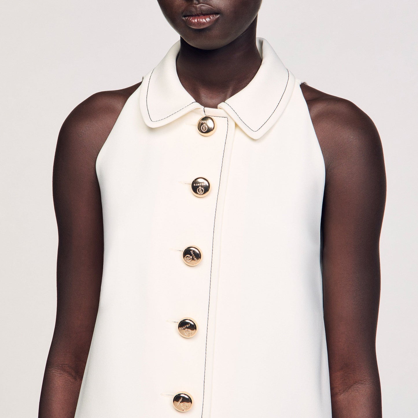 Sandro Peter Pan collar mini dress Ecru