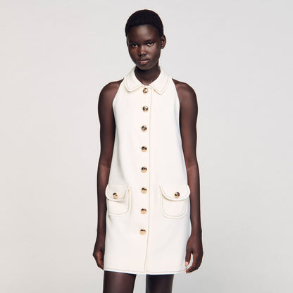 Sandro Peter Pan collar mini dress Ecru