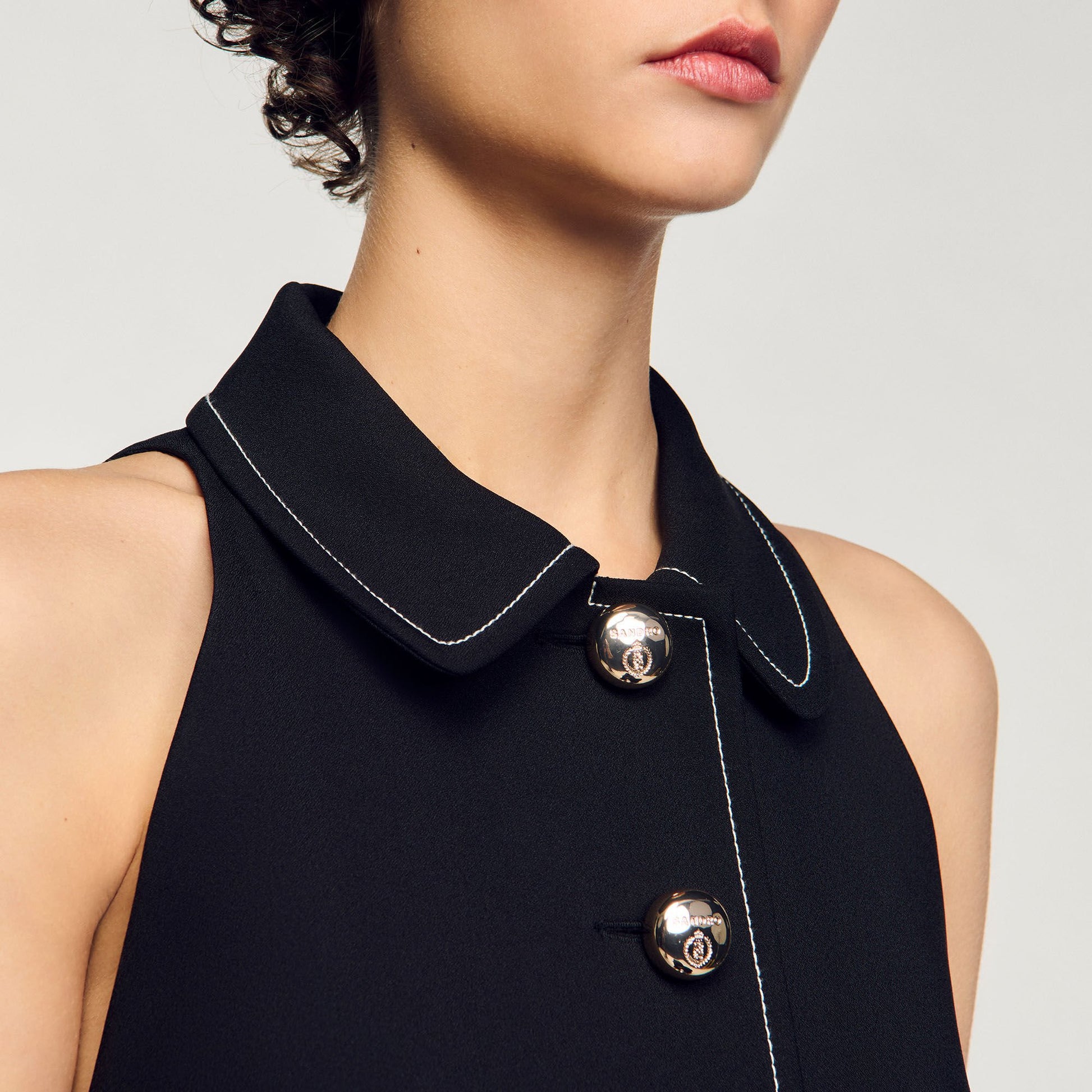 Sandro Peter Pan collar mini dress Black