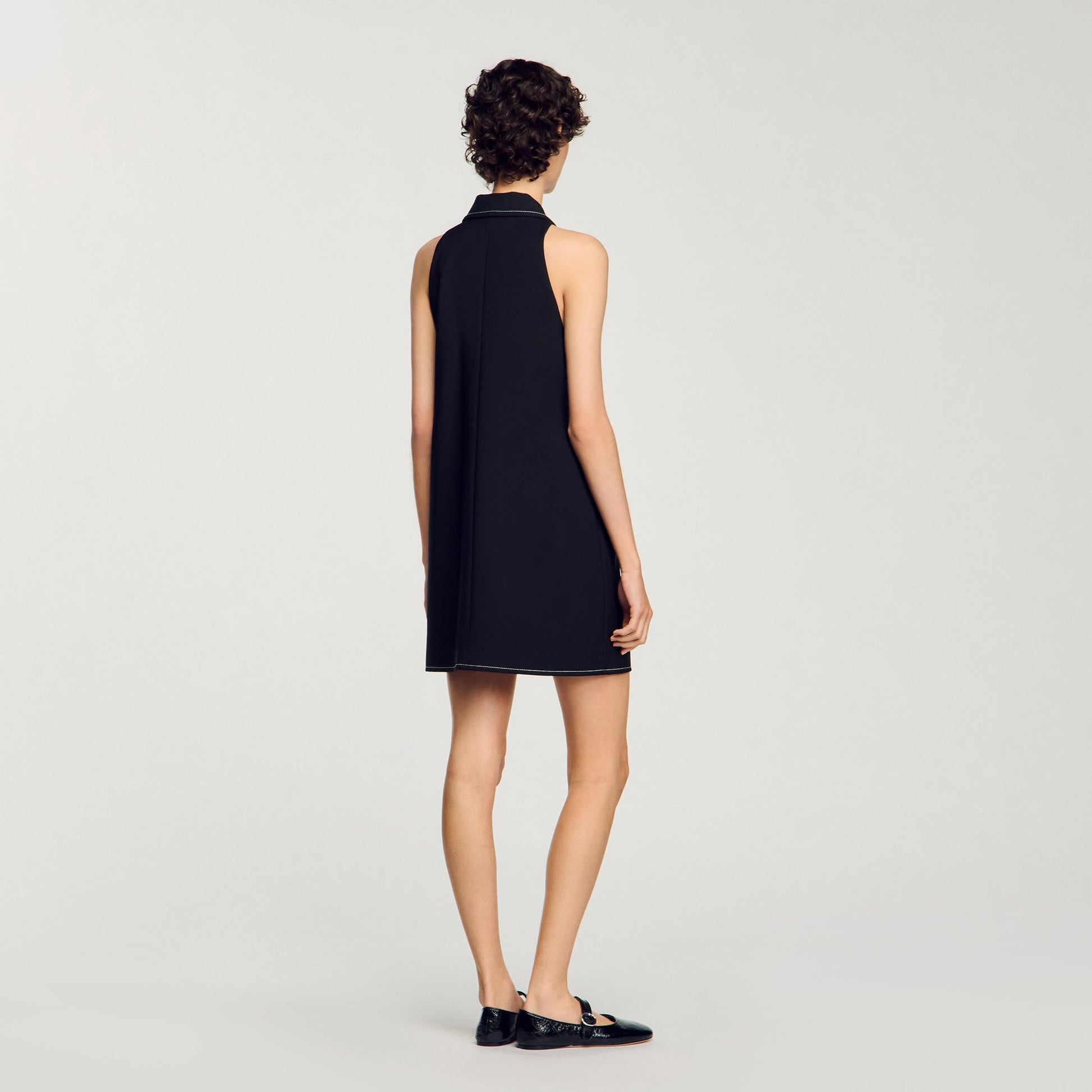 Sandro Peter Pan collar mini dress Black