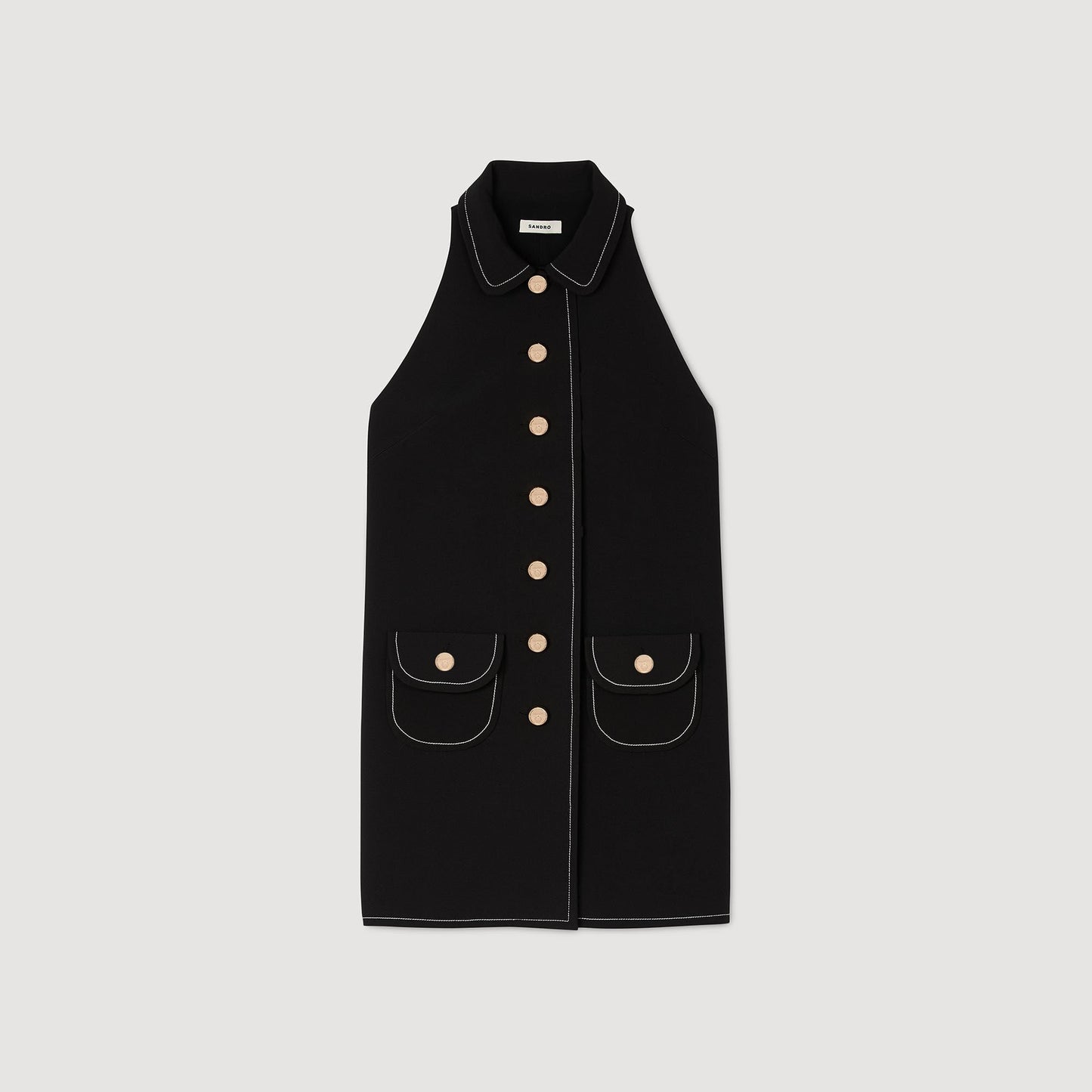 Sandro Peter Pan collar mini dress Black