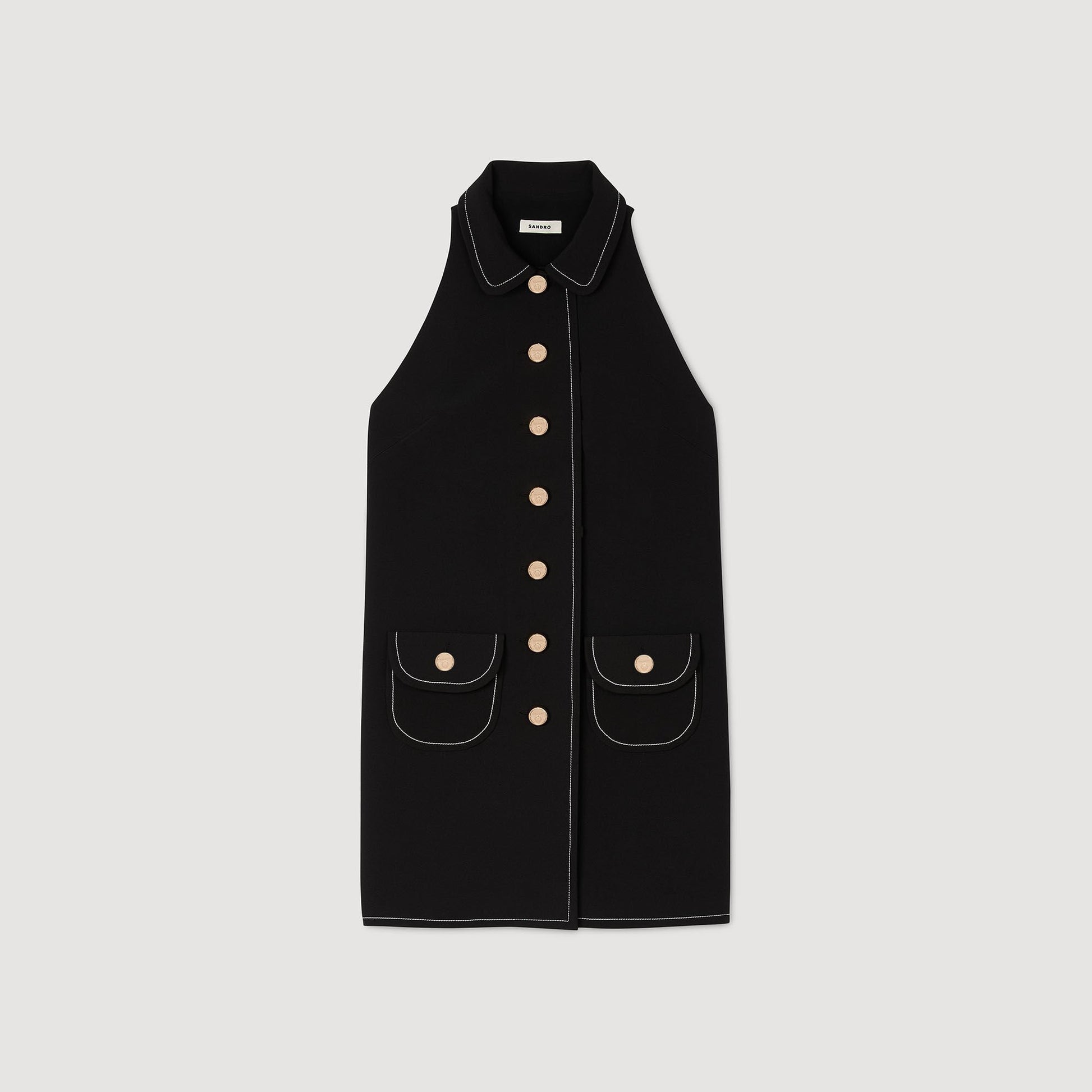 Sandro Peter Pan collar mini dress Black