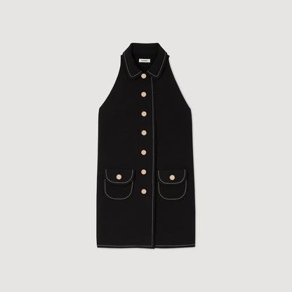Sandro Peter Pan collar mini dress Black