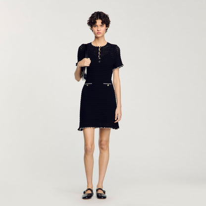Sandro Mini knit dress Black