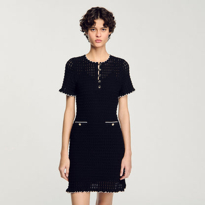 Sandro Mini knit dress Black