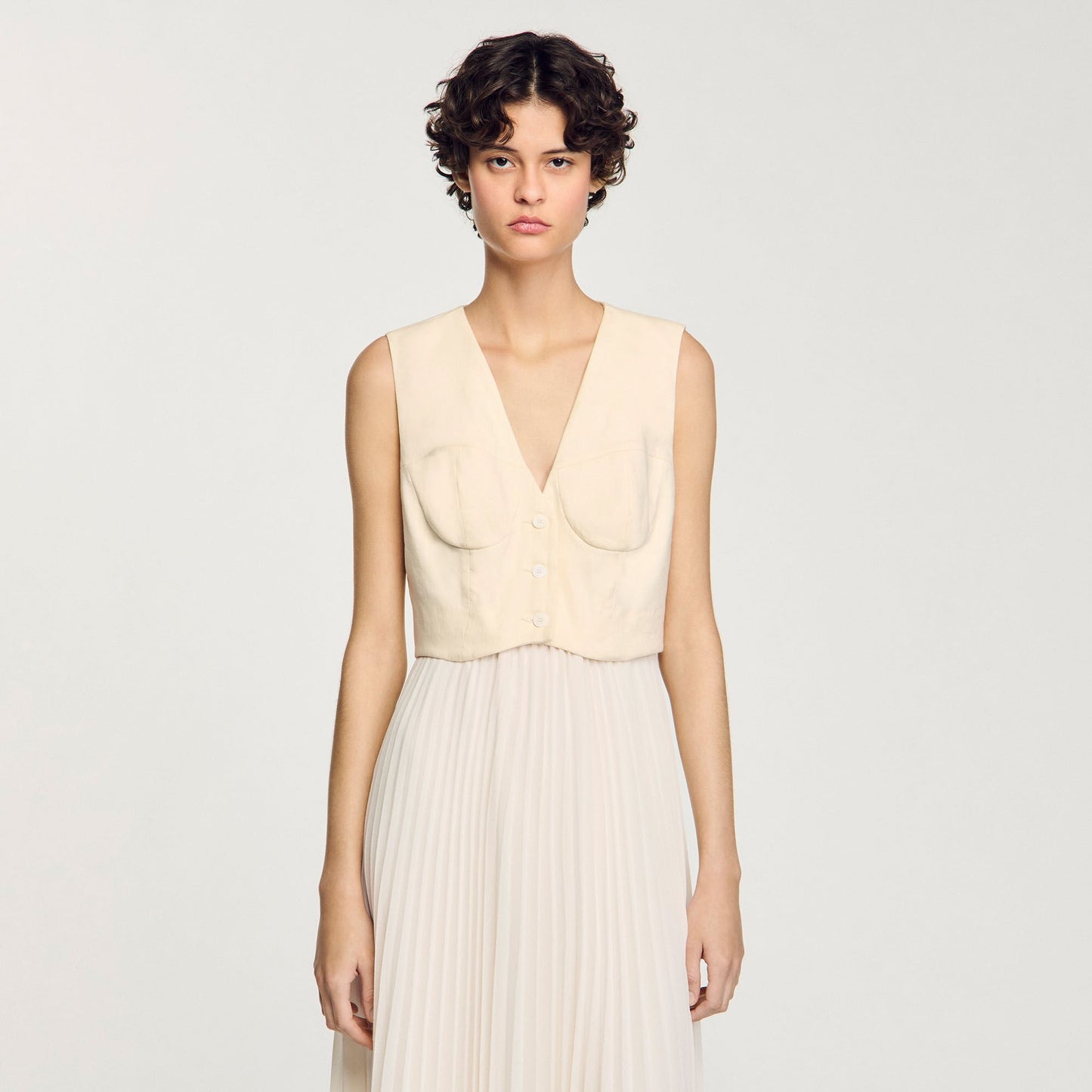 Sandro Pleated maxi dress Ecru