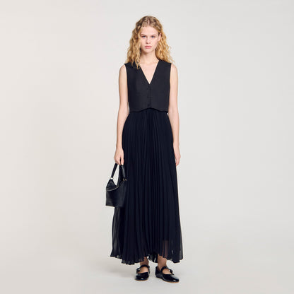 Sandro Pleated maxi dress Black