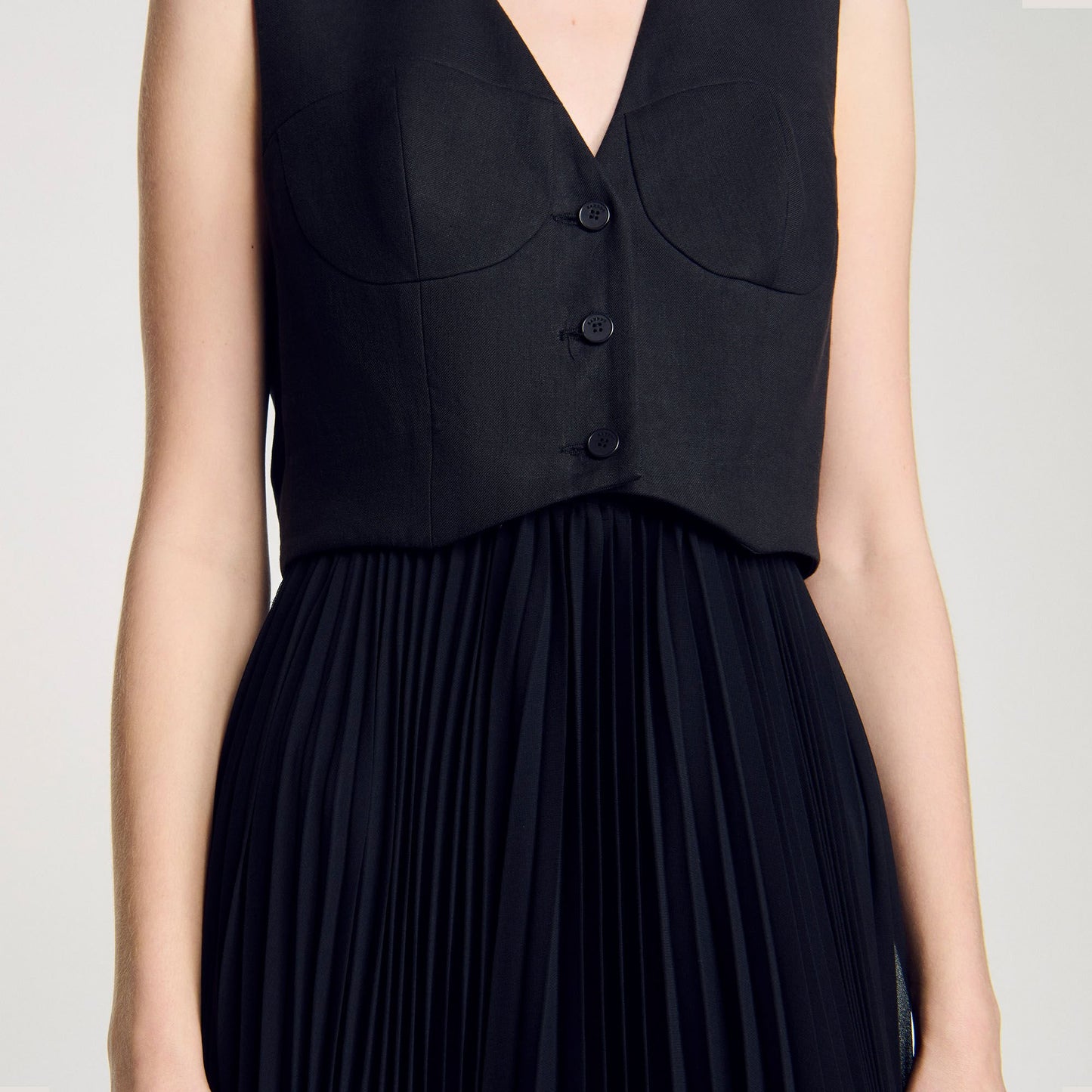 Sandro Pleated maxi dress Black
