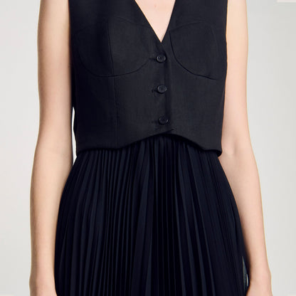 Sandro Pleated maxi dress Black
