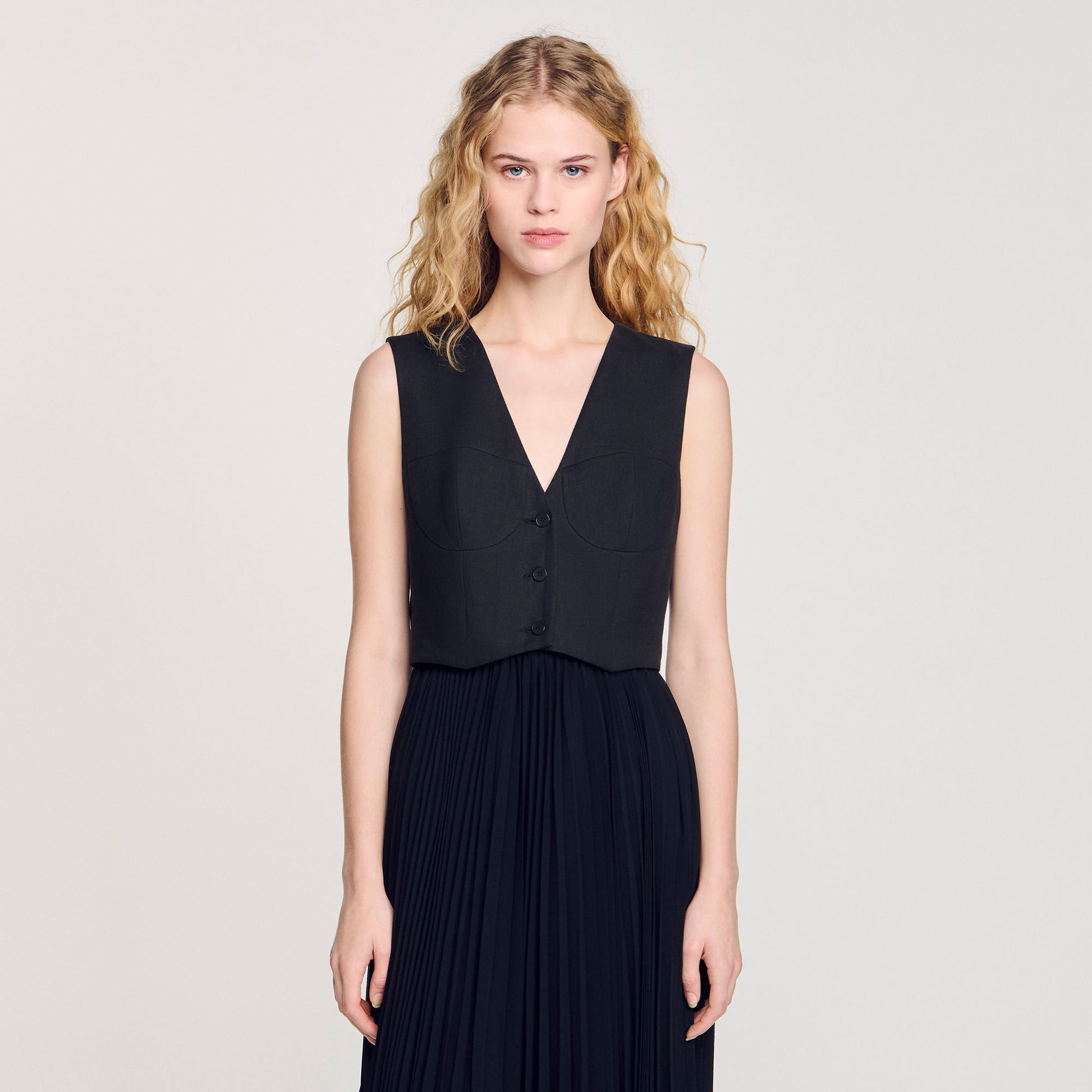 Sandro Pleated maxi dress Black