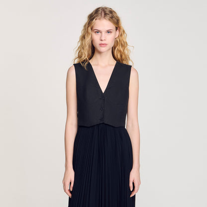 Sandro Pleated maxi dress Black