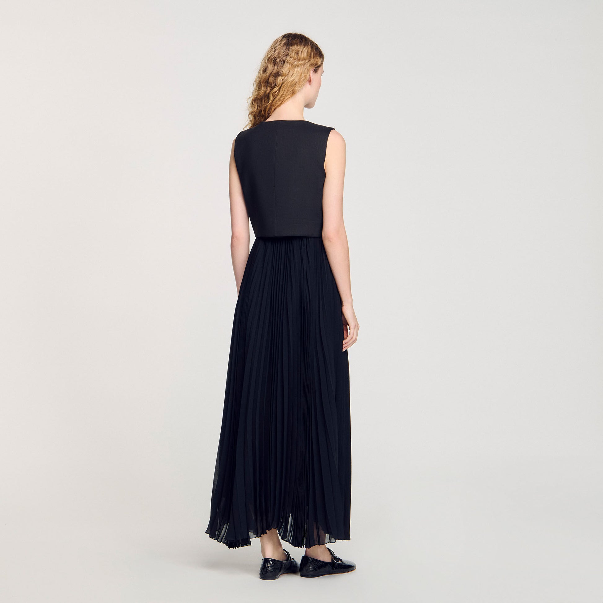 Sandro Pleated maxi dress Black