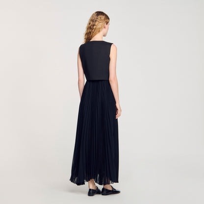 Sandro Pleated maxi dress Black