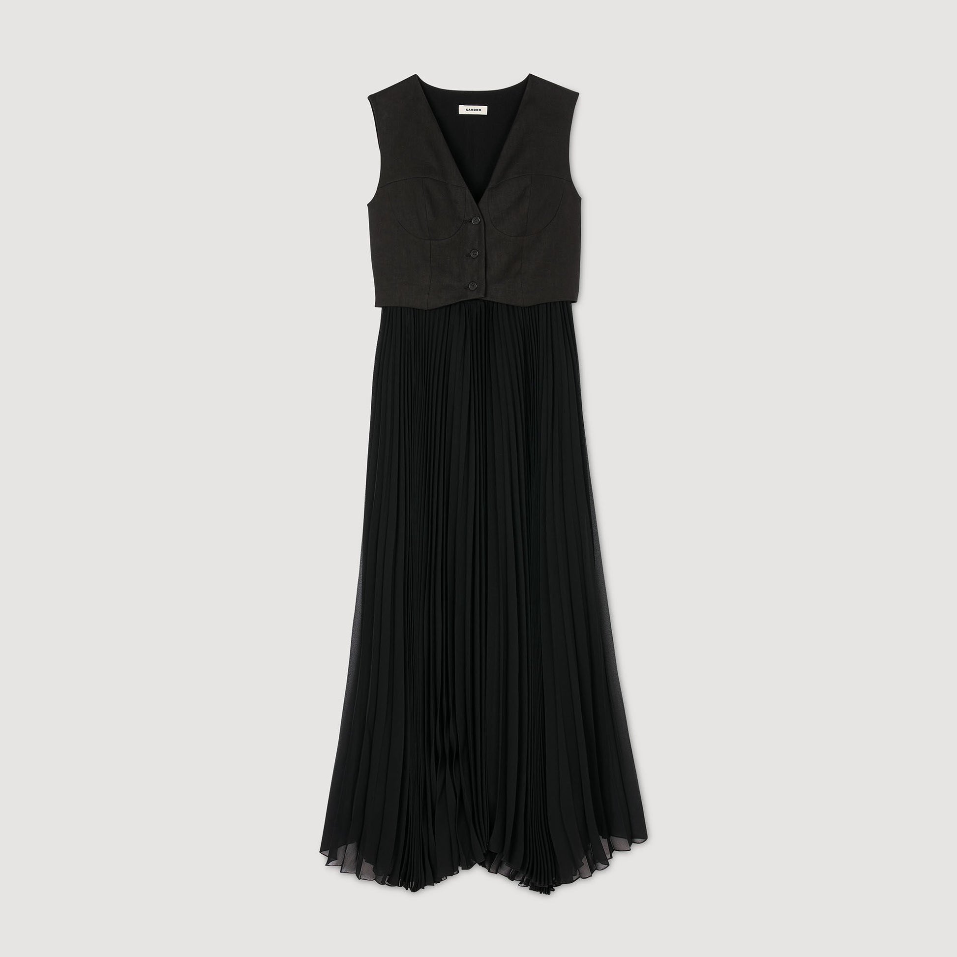 Sandro Pleated maxi dress Black