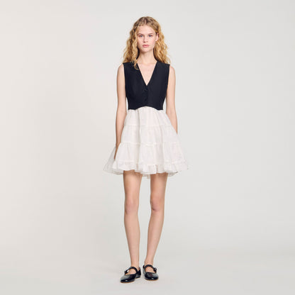 Sandro Two-tone mini dress Black / Ecru