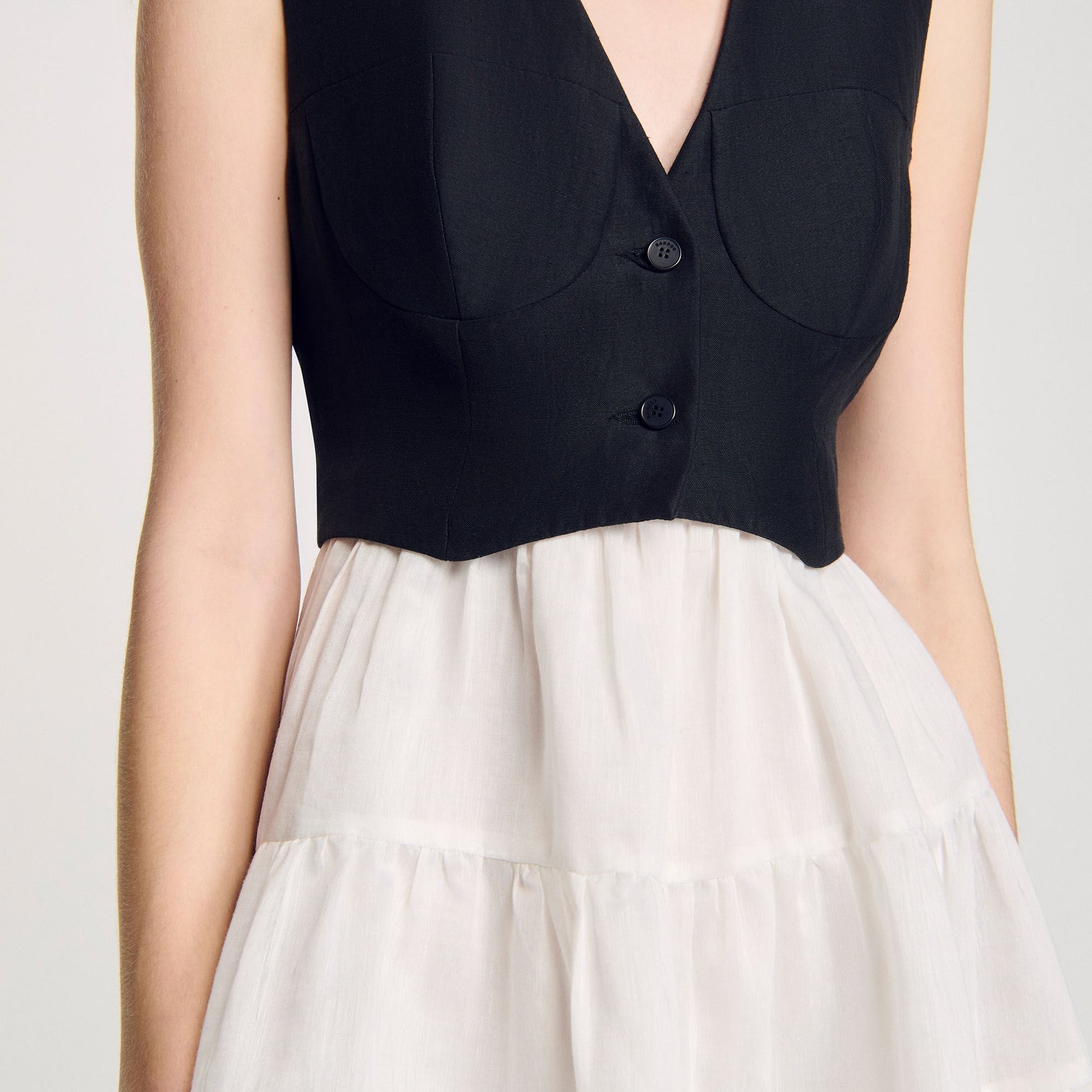 Sandro Two-tone mini dress Black / Ecru