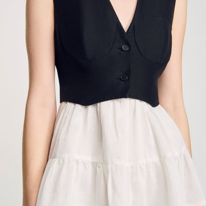 Sandro Two-tone mini dress Black / Ecru