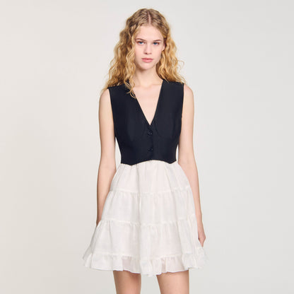 Sandro Two-tone mini dress Black / Ecru