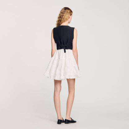 Sandro Two-tone mini dress Black / Ecru