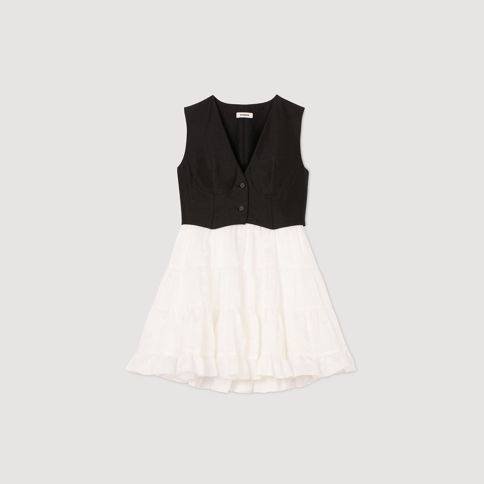 Sandro Two-tone mini dress Black / Ecru