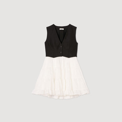 Sandro Two-tone mini dress Black / Ecru