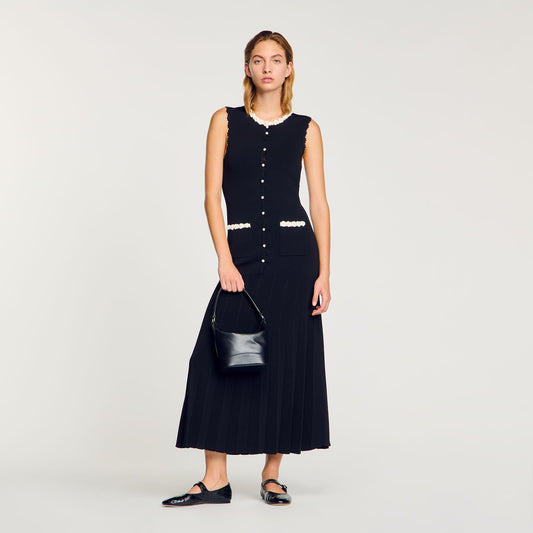Sandro Maxi dress with crochet detailing Black