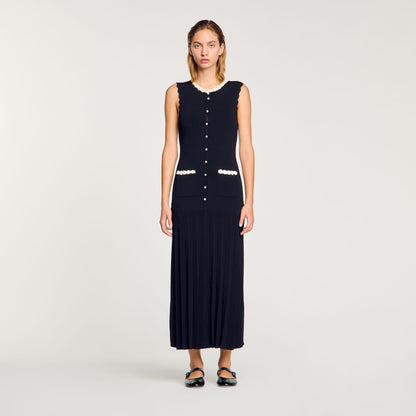 Sandro Maxi dress with crochet detailing Black