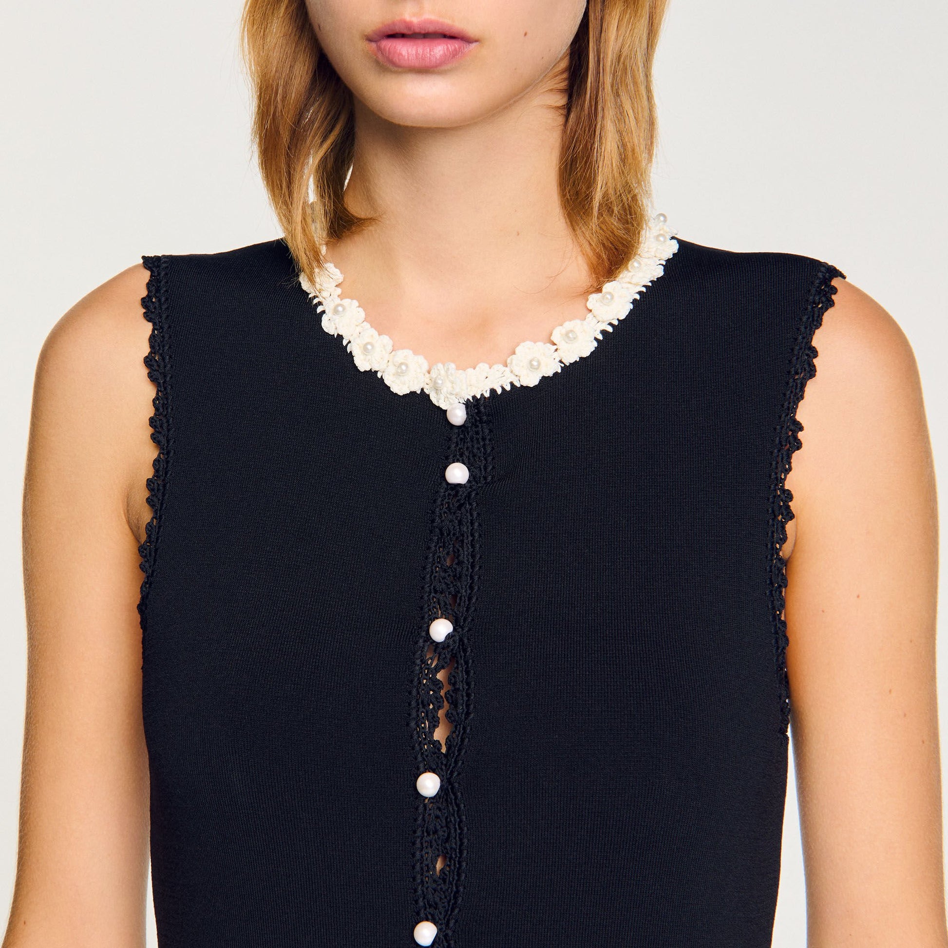 Sandro Maxi dress with crochet detailing Black