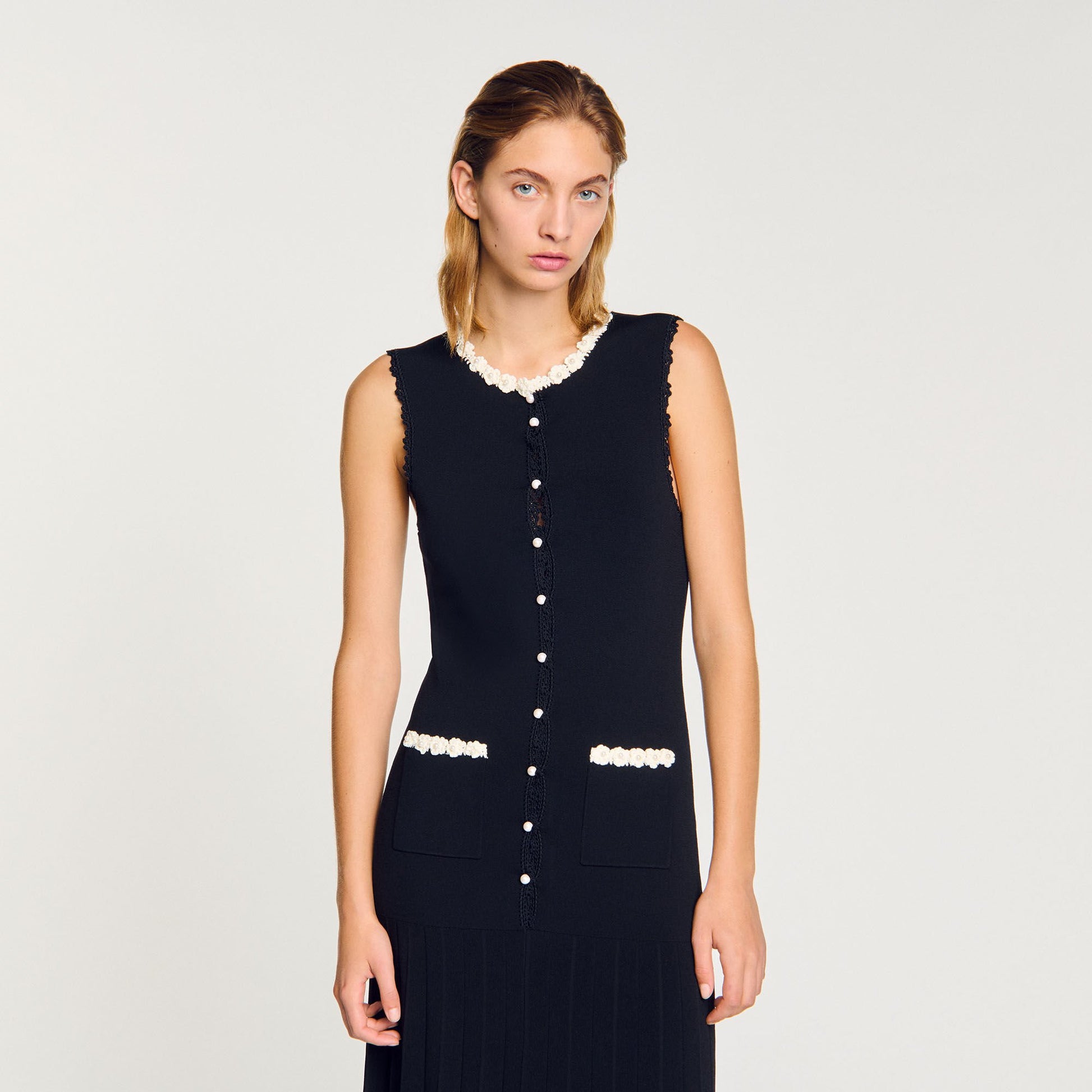 Sandro Maxi dress with crochet detailing Black