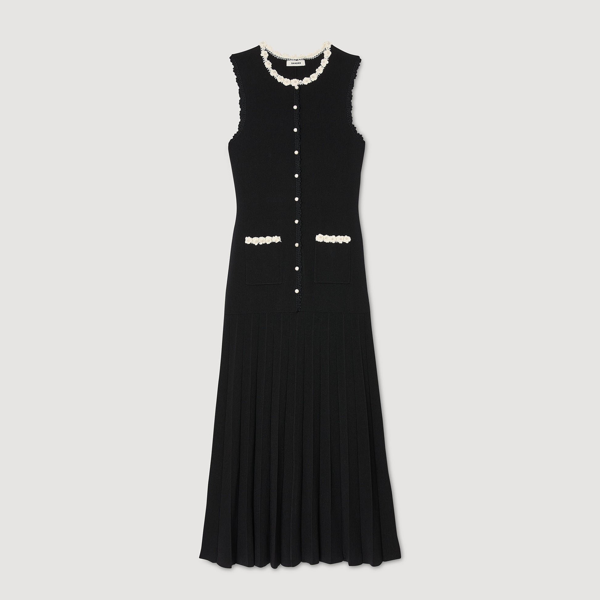 Sandro Maxi dress with crochet detailing Black