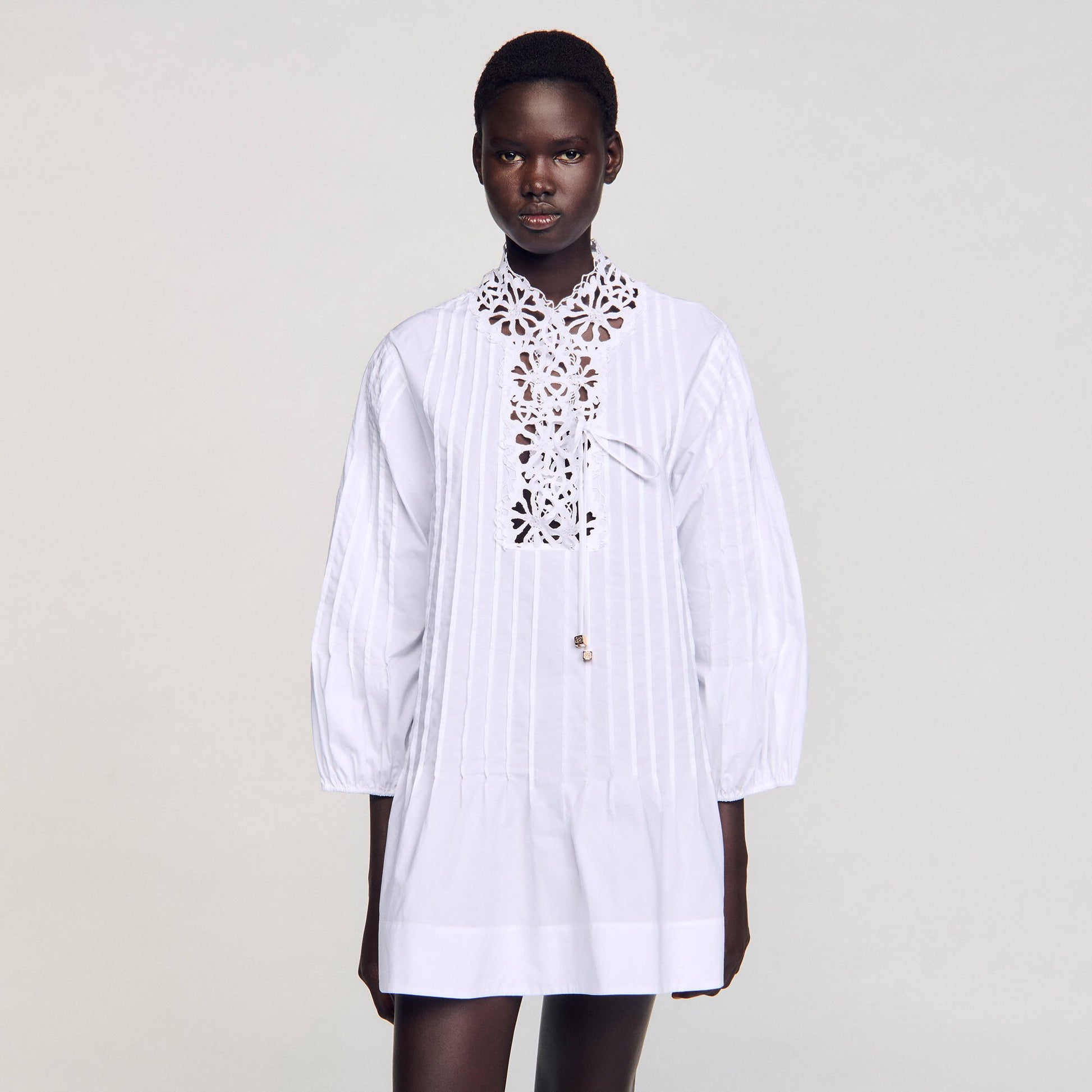 Sandro Mini dress with lace detail White