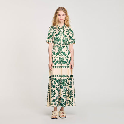 Sandro Floral print maxi dress Ecru / Green
