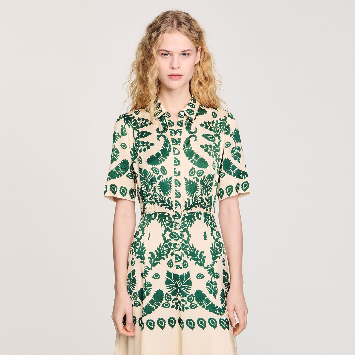 Sandro Floral print maxi dress Ecru / Green