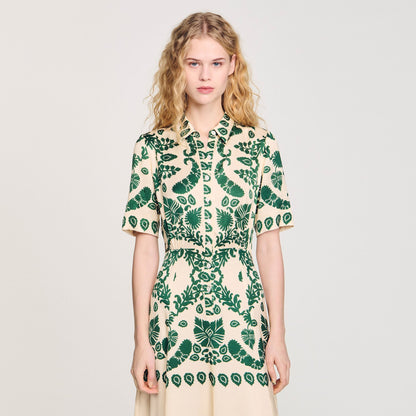 Sandro Floral print maxi dress Ecru / Green