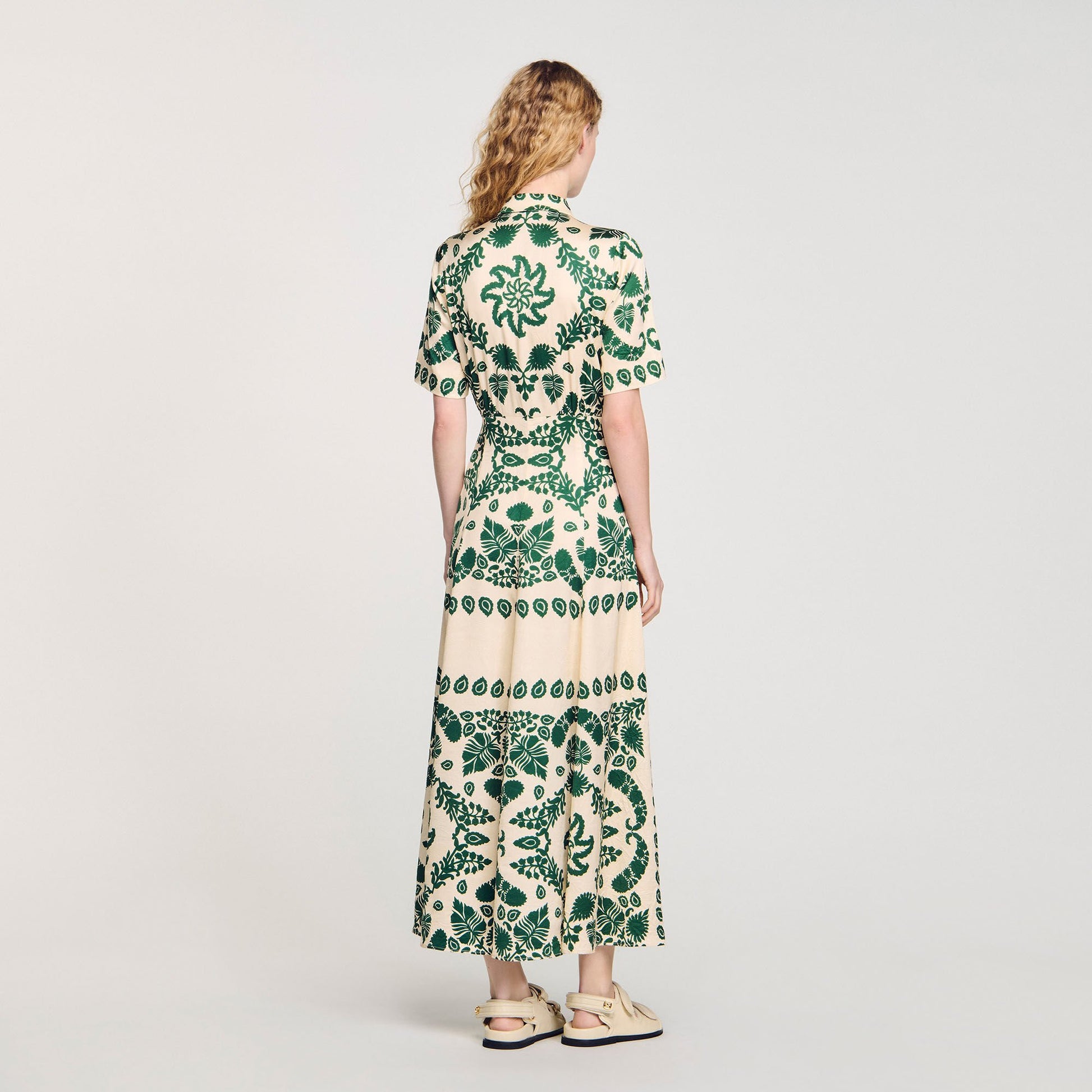 Sandro Floral print maxi dress Ecru / Green