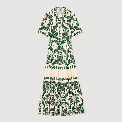 Sandro Floral print maxi dress Ecru / Green