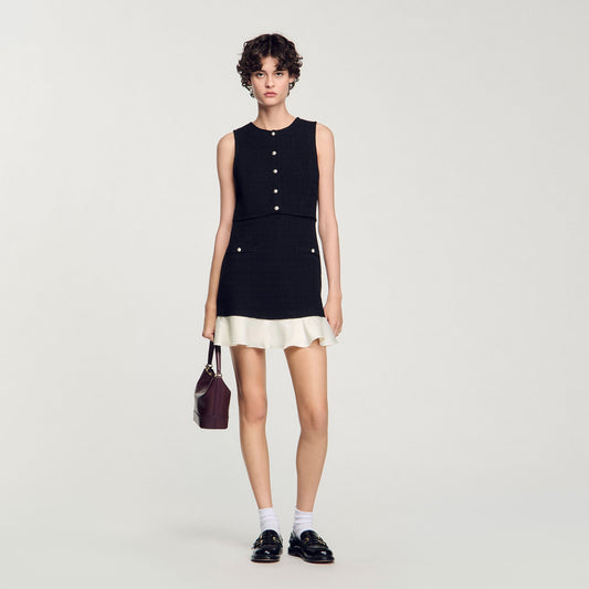 Sandro Two-tone tweed mini dress Black