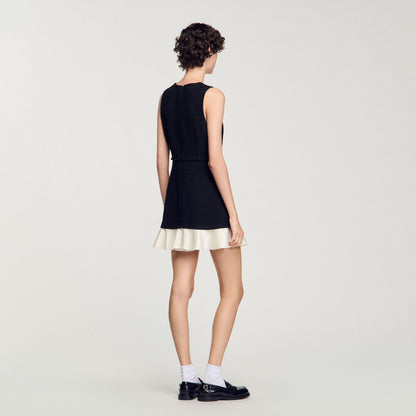 Sandro Two-tone tweed mini dress Black
