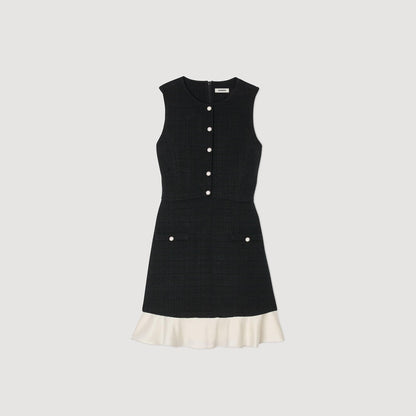 Sandro Two-tone tweed mini dress Black