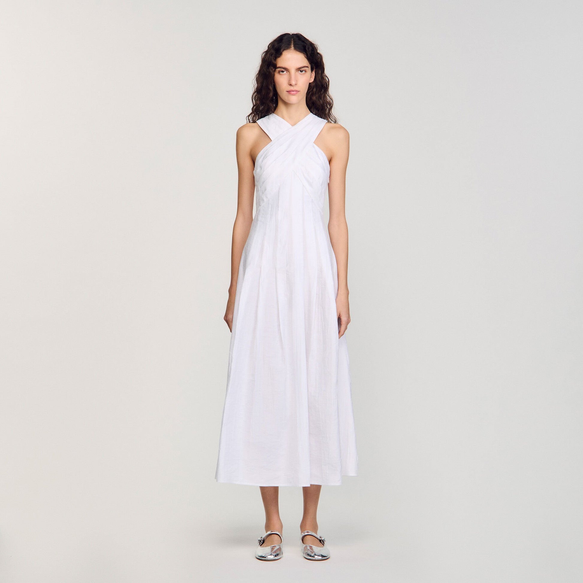 Sandro Wrap maxi dress White