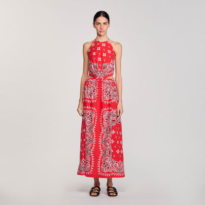 Sandro Bandana-print maxi dress Red / White