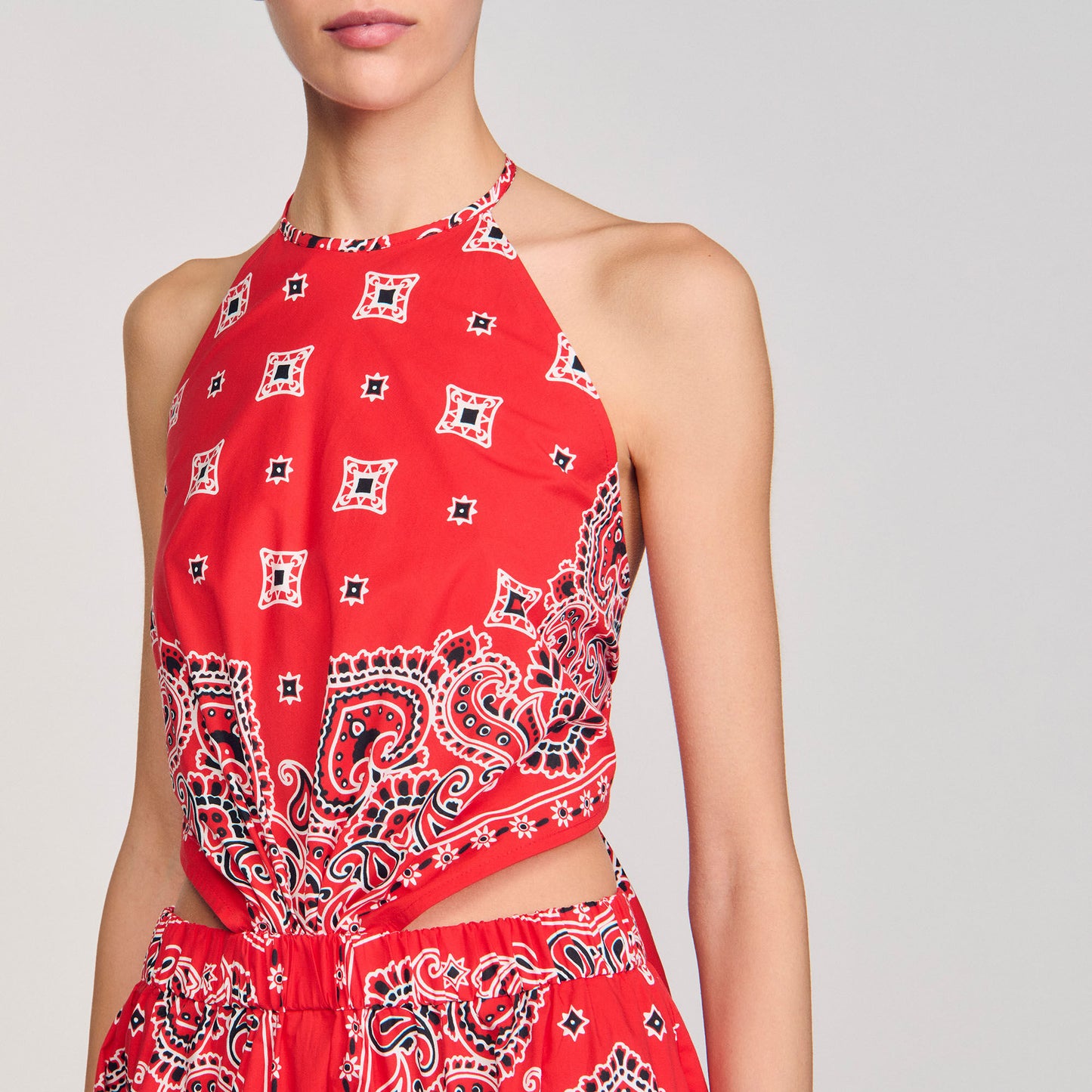 Sandro Bandana-print maxi dress Red / White