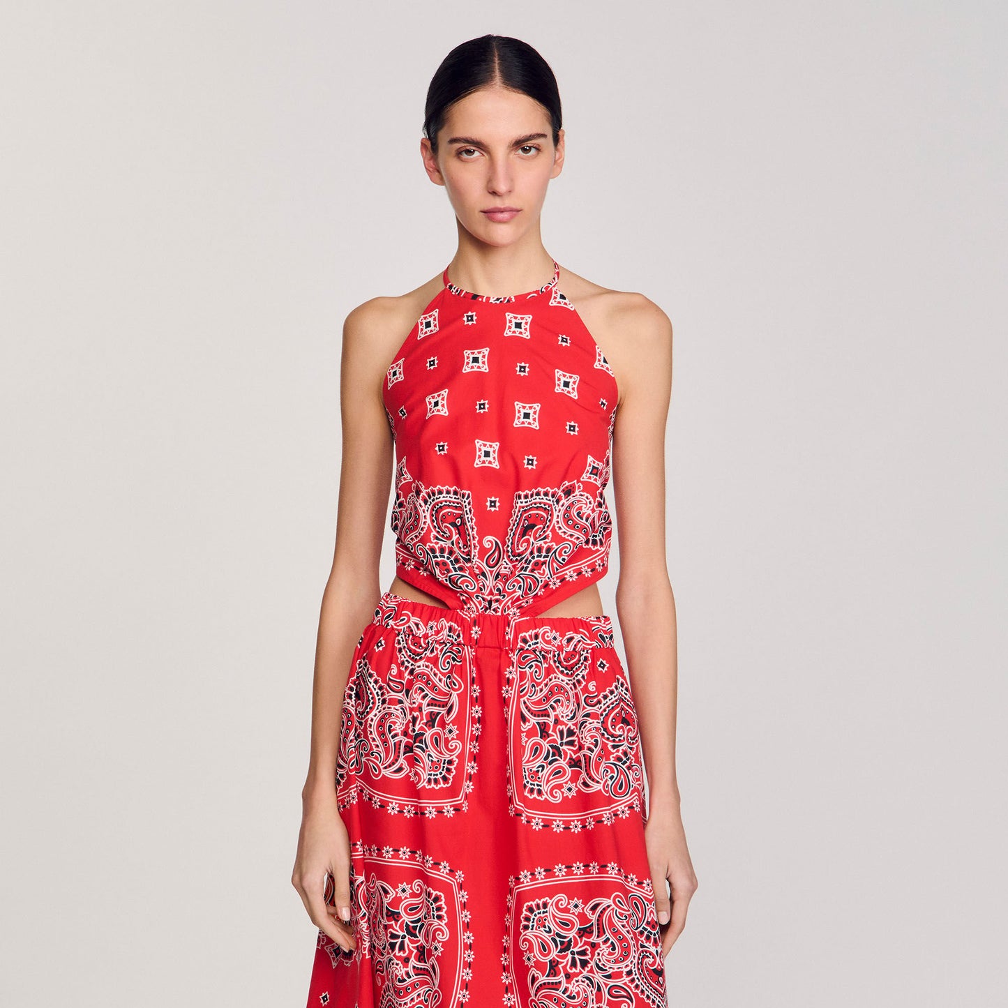 Sandro Bandana-print maxi dress Red / White