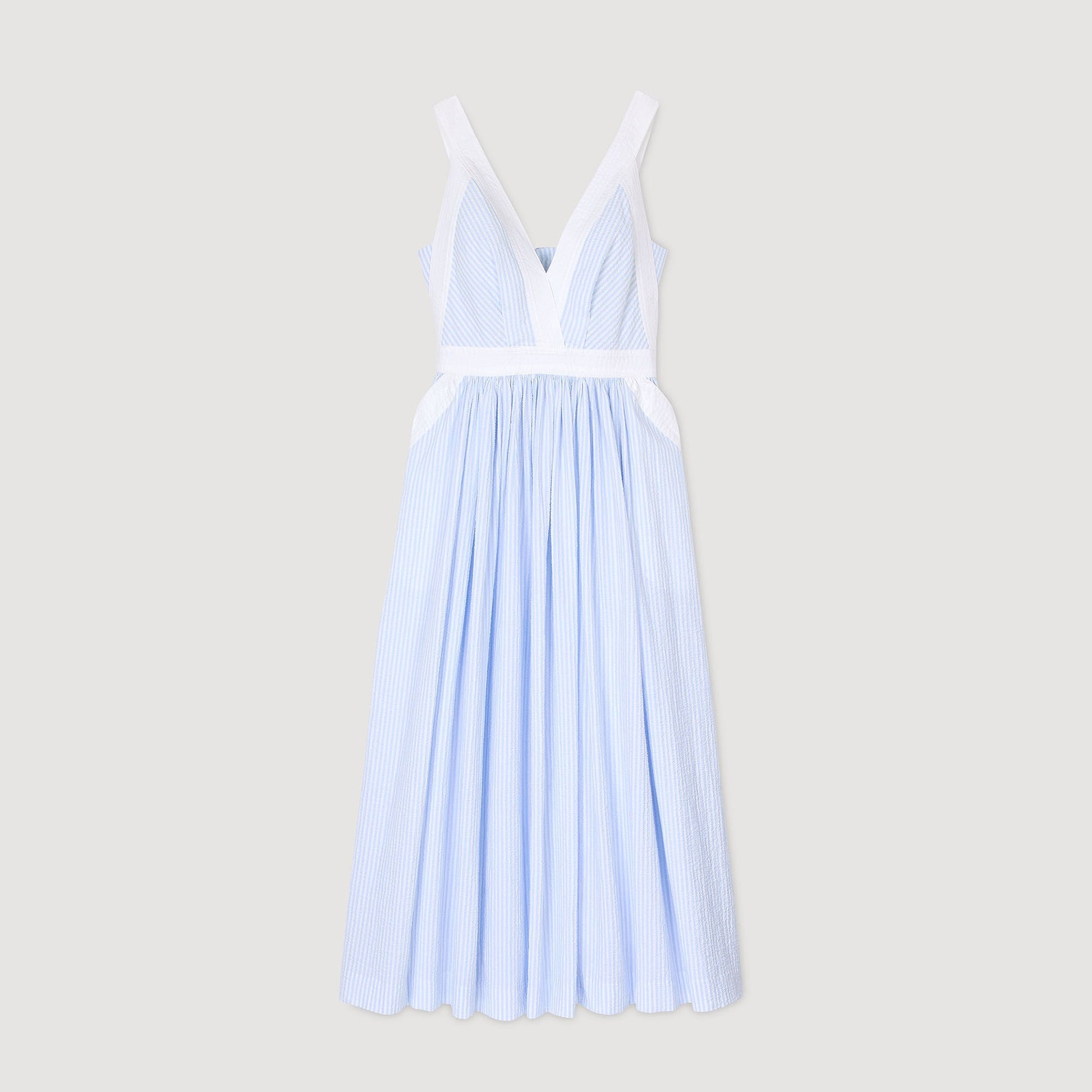 Sandro Maxi striped dress Ciel / Blanc