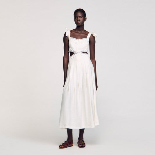 Sandro Lace trim maxi dress White